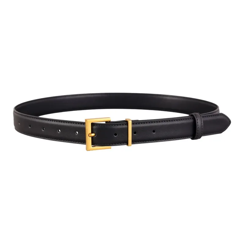 Jeccieziio Cow Leather Belts Women's Gold Width 2.8CM-6