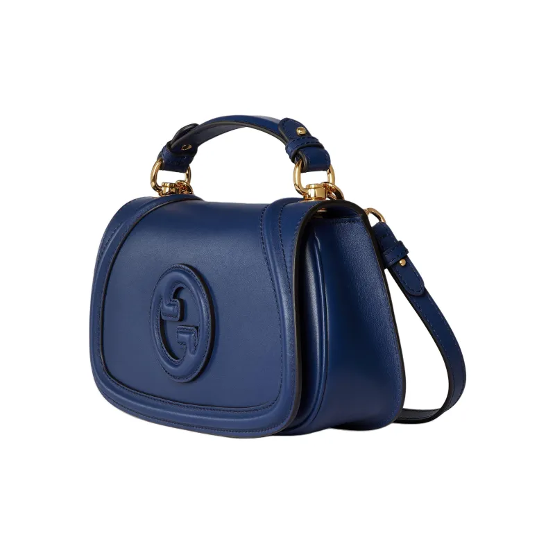 GUCCI Blondie Leather Shoulder Bag, Handbag Medium Size Women's Blue-1