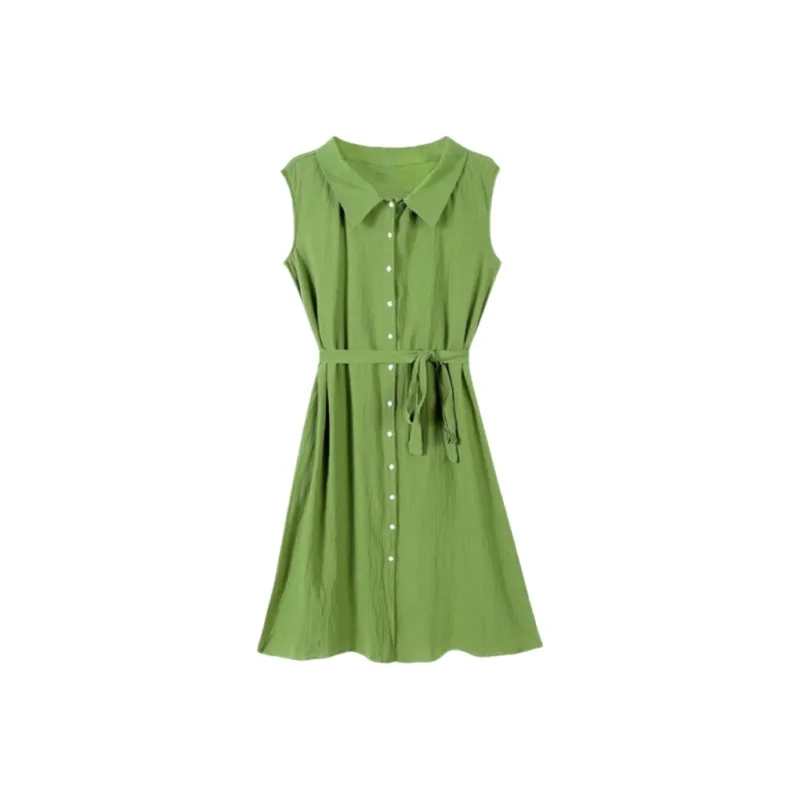 YGPRW Sleeveless Dresses Women's Green-0