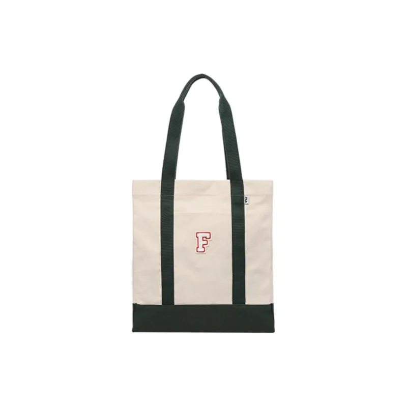 FILA Cotton Tote Bag, Shopping Bag, Handbag, Shoulder Bag Unisex Khaki & Black-0
