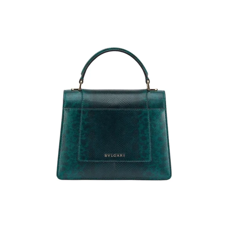 BVLGARI Serpenti Forever Leather Crossbody Handbag Medium Size Women's Green-2