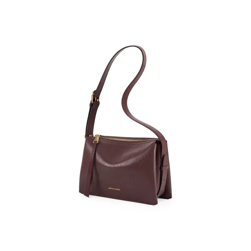 PIERRE CARDIN Top Grain Cow Leather Shoulder Bag, Crossbody Bag Regular Women's Black/Burgundy/Khaki-5