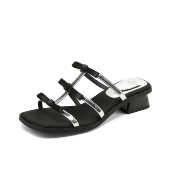 FMM Slide Slippers Women's Silver & Black/Black