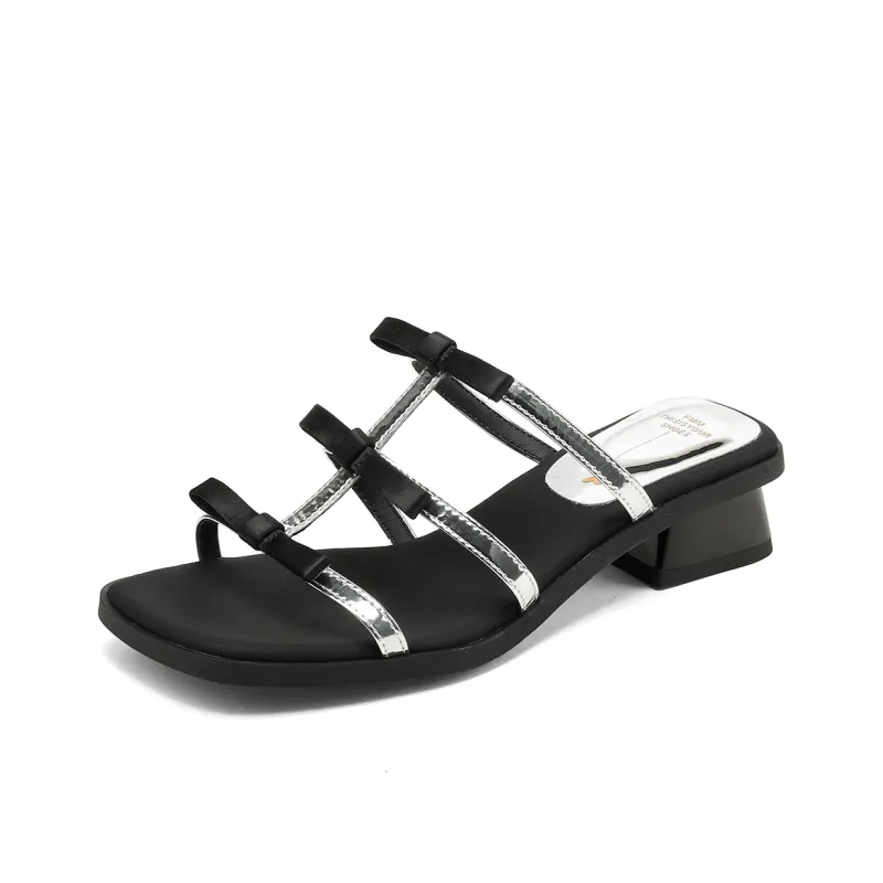FMM Slide Slippers Women's Silver & Black/Black-0