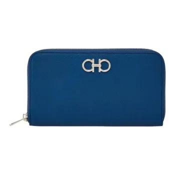 FERRAGAMO GANCINI Calfskin Wallet Women's Blue Green