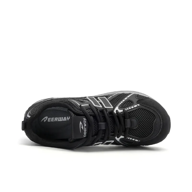 DEERWAY Height Increasing Abrasion Resistant Slip Resistant Low Top Casual Shoes Men's Black-4