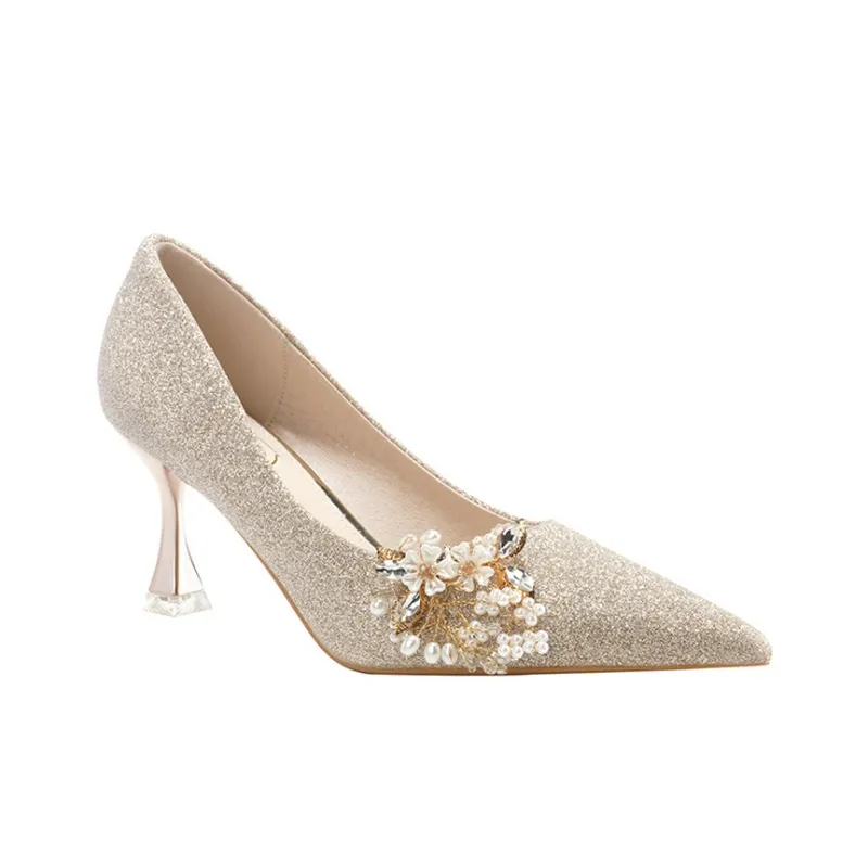 KATHRYN WILSON Slim Heel High Heels 7.5cm Women's Champagne-1