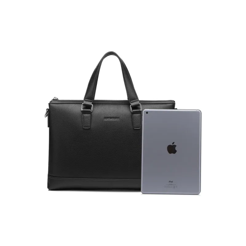 SEPTWOLVES Top Grain Cow Leather Briefcase Medium Size Men's Black-2
