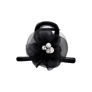 ROYALSASA Silk Chiffon, Faux Crystal, Faux Pearl Hair Clips Women's