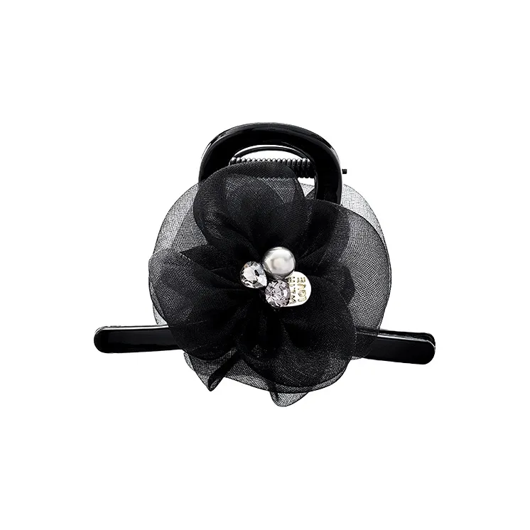 ROYALSASA Silk Chiffon, Faux Crystal, Faux Pearl Hair Clips Women's-0