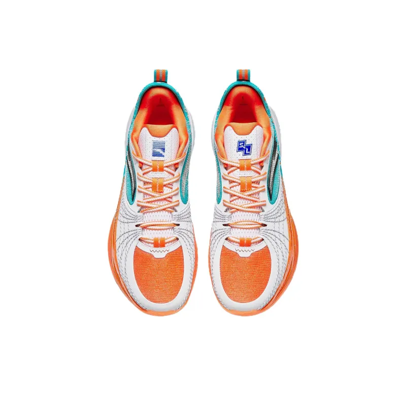 ANTA Speed Decision 6 Basketball Shoes Men Low Top Pure White/Fluorescent Bright Orange/Fluorescent Neon Blue-3