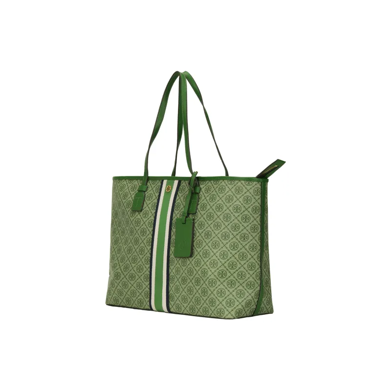 TORY BURCH T Monogram Coated Canvas Shoulder Bag, Tote Bag, Shopping Bag, Handbag Regular Women's Green-1