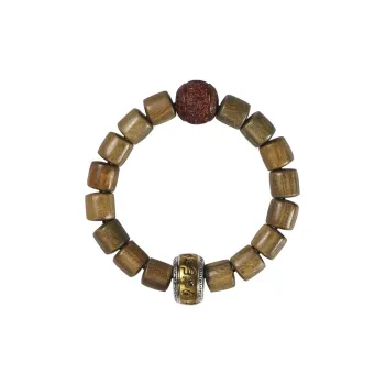 HANCANG Green Sandalwood Single Wrap Beaded Bracelet Unisex