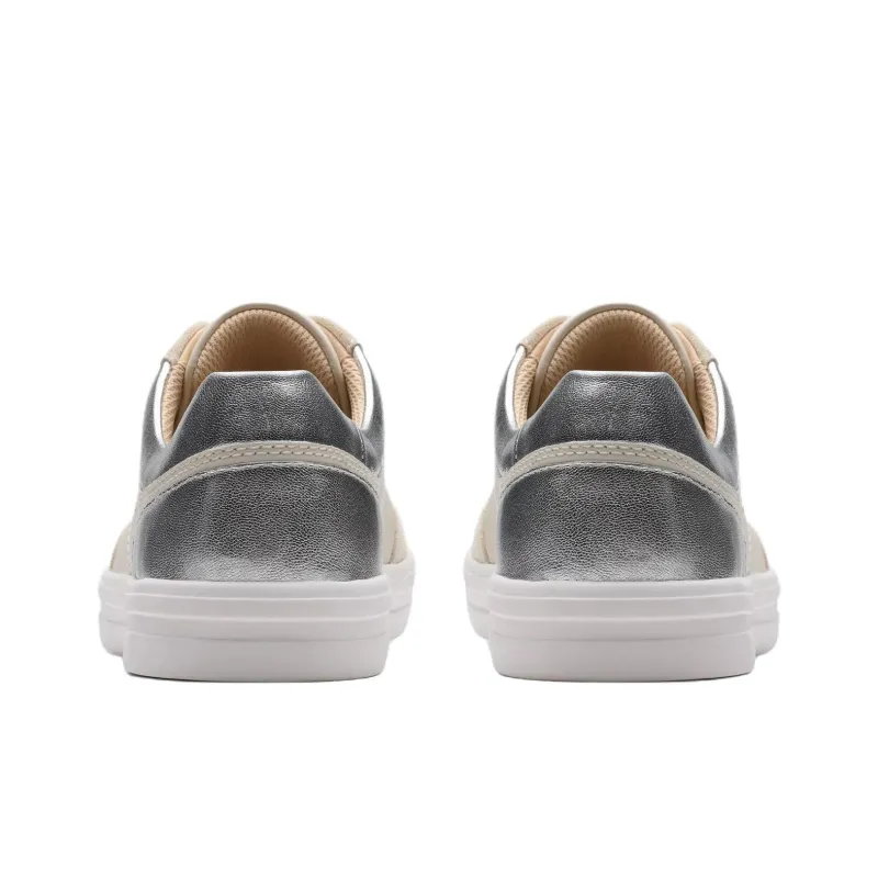 Clarks Makea Court Low Top Skateboard Shoes Women's Silver-4