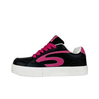BKAE Slip Resistant, Abrasion Resistant, Lightweight Low Top Skateboard Shoes Unisex Black Rose Red Box