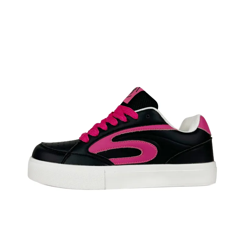 BKAE Slip Resistant, Abrasion Resistant, Lightweight Low Top Skateboard Shoes Unisex Black Rose Red Box-0