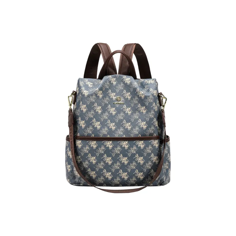 H YXIANG PVC One Shoulder Portable Backpack Unisex Blue-0