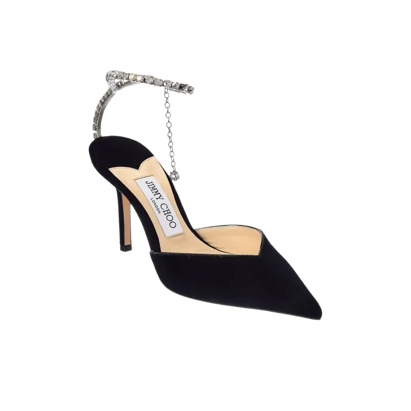 Jimmy Choo Saeda Slim Heel High Heels 8.5cm Women's Black-2