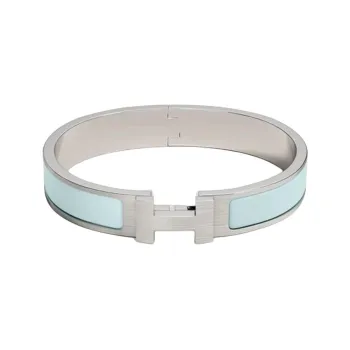 HERMES Enamel Bangles Men's Light Blue