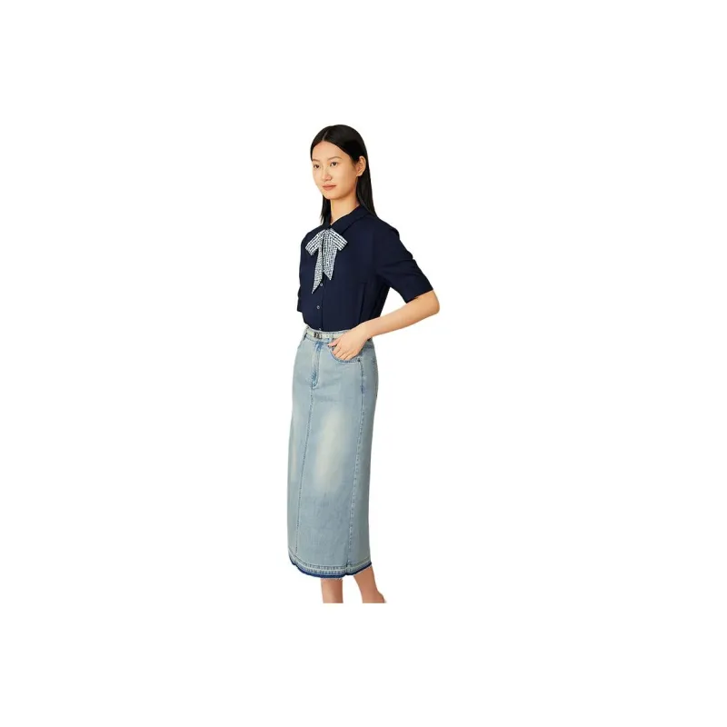 Yiner Shirts Women's Navy Blue-0