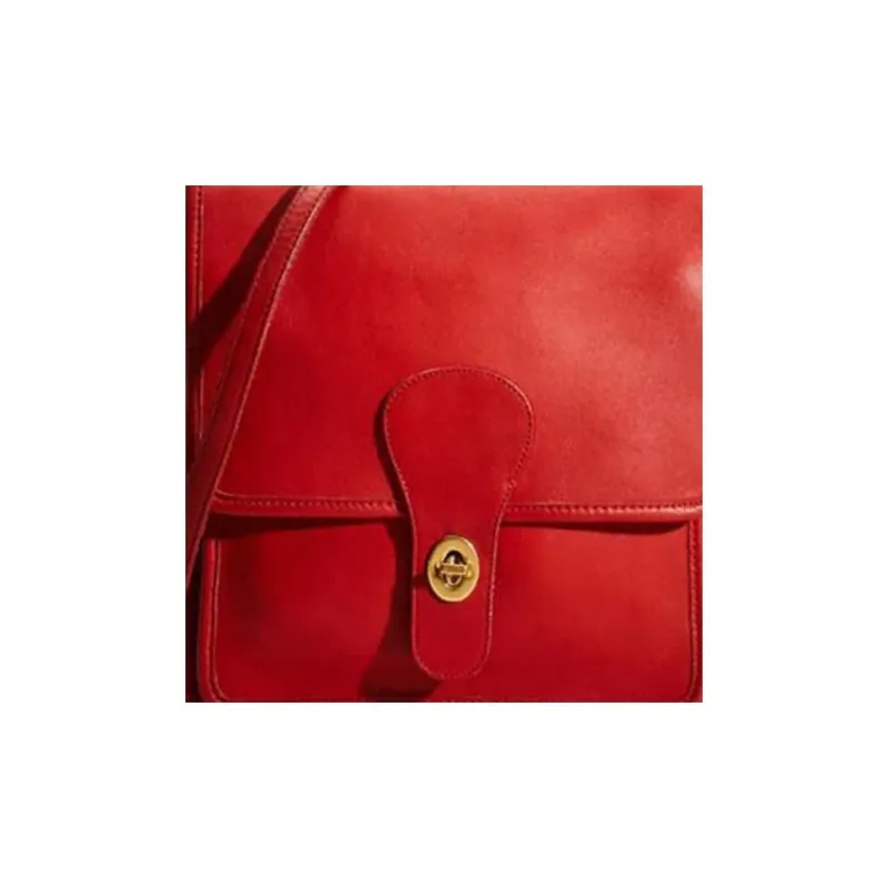 COACH Vintage Chromium Tanned Leather Crossbody Bag, Handbag Medium Size Women's Red-3