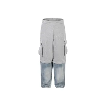 CoosRetro Casual Pants Men Gray & Washed Blue