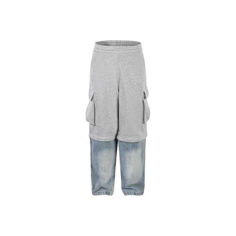 CoosRetro Casual Pants Men Gray & Washed Blue-0