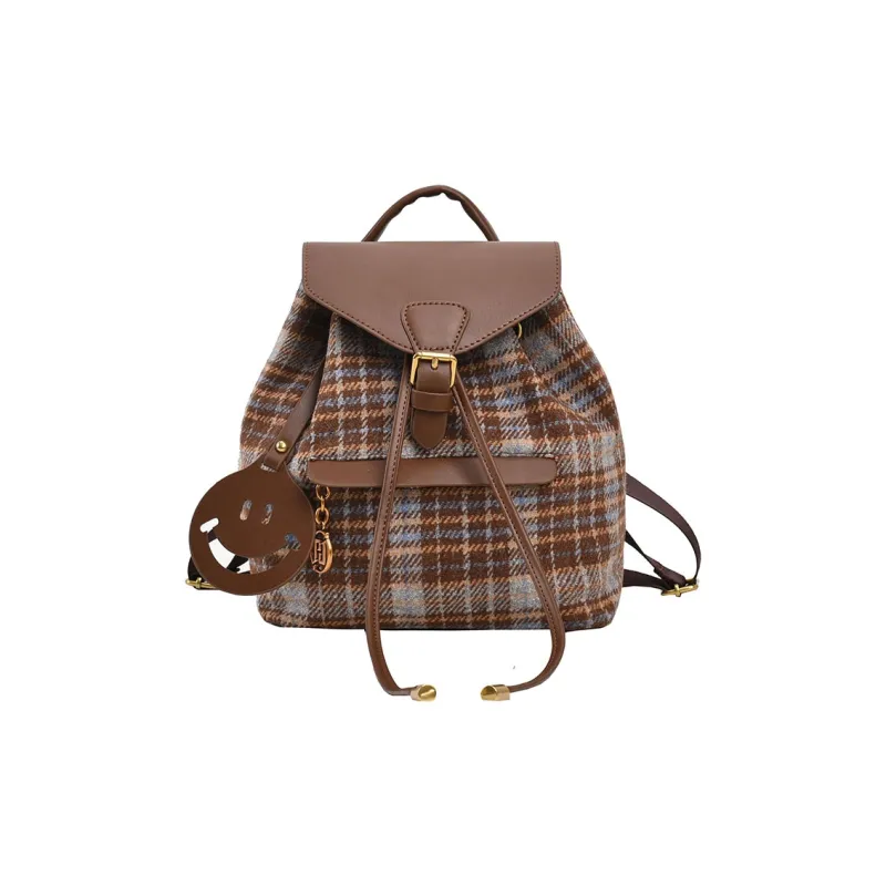 TOUTSEUL YOLO PU Backpack Women's Brown Plaid/Blue Plaid-5