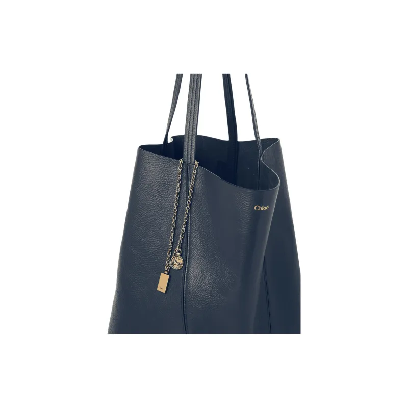 Chloe Cow Leather Tote Bag, Shopping Bag, Shoulder Bag Tubas Women's Tapestry Blue-4