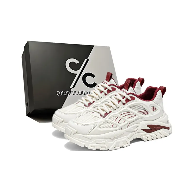 Colorful Creations Slip Resistant, Breathable, Lightweight, Height Increasing Low Top Chunky Sneakers Men's Box-0