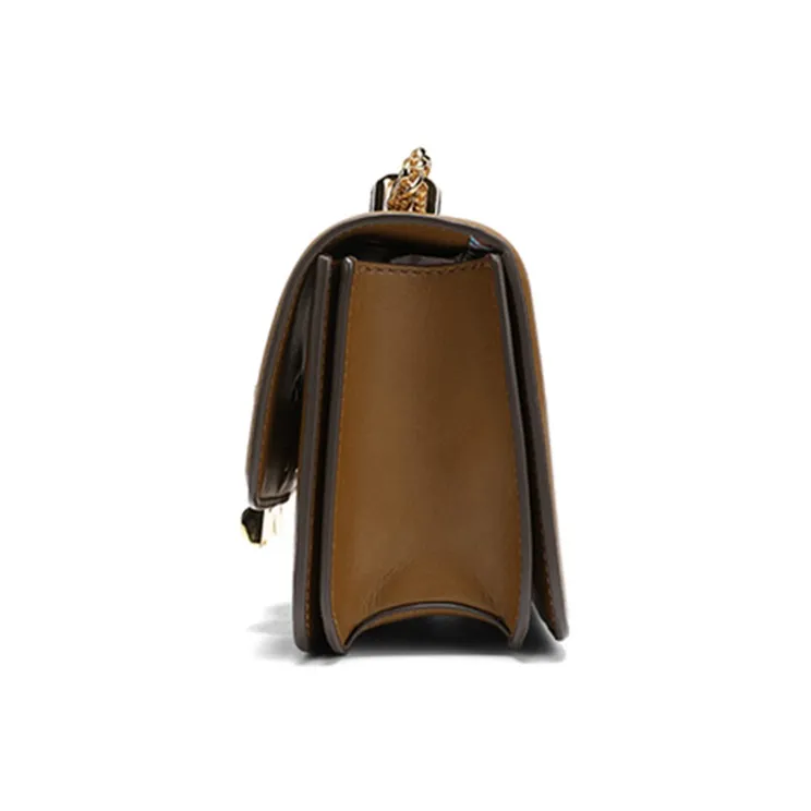 COOGI Cowhide Leather Material Small Square Bag Shoulder Bag Women's Ecru/Brown/Black-9