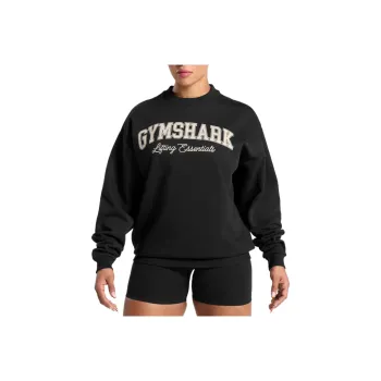 GYMSHARK Lifting Essentials Graphic Brushed Oversized Sweatshir Sweatshirt Women's Black