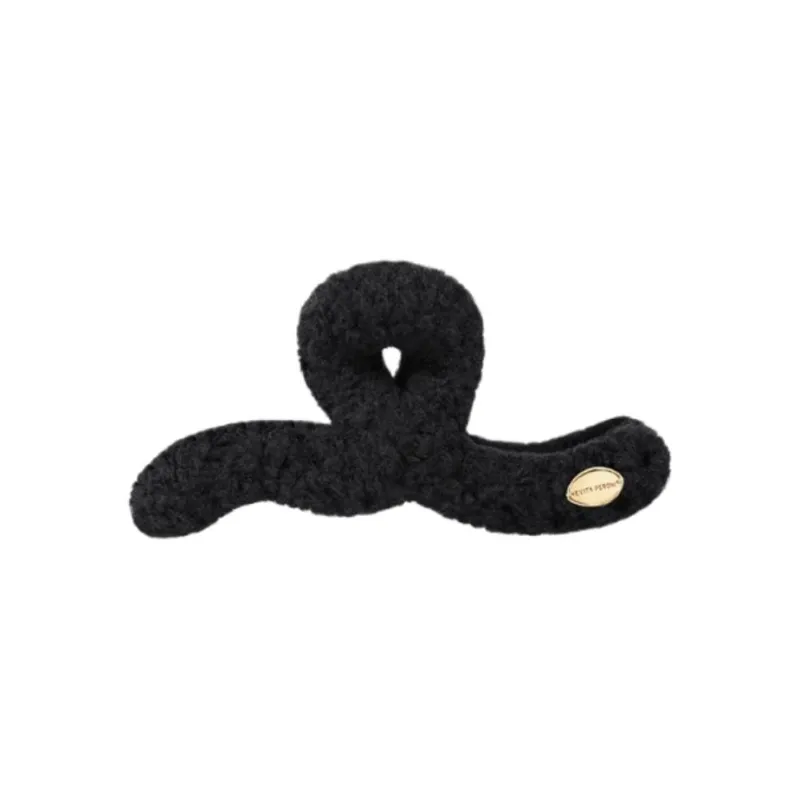 EVITA PERONI Lambswool Hair Clips Women's Black-0