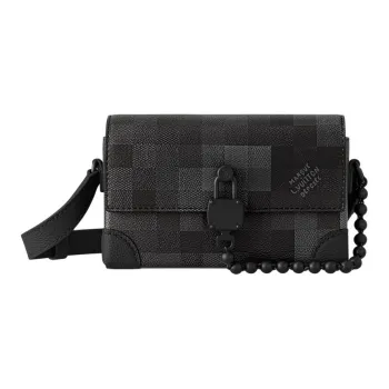 LOUIS VUITTON Coated Canvas Shoulder Bag Men's Black