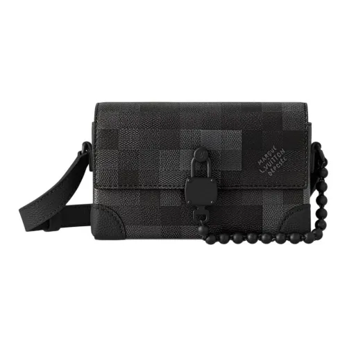 LOUIS VUITTON Coated Canvas Shoulder Bag Men's Black