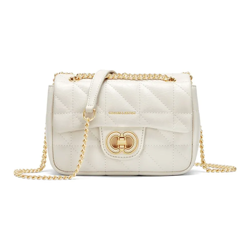 CNOLES Cow Leather Casual Commute Date Crossbody Bag Shoulder Bag Women's White-5