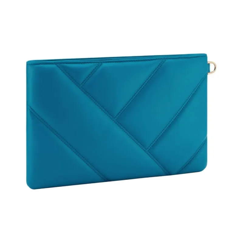BVLGARI Serpenti Cabochon Cow Leather Clutch Women's Blue-1