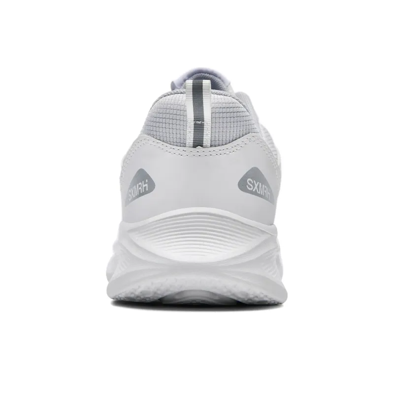 Binary Cushioning, Lightweight, Breathable, Slip Resistant Low Top Running Shoes Unisex White Gray-3