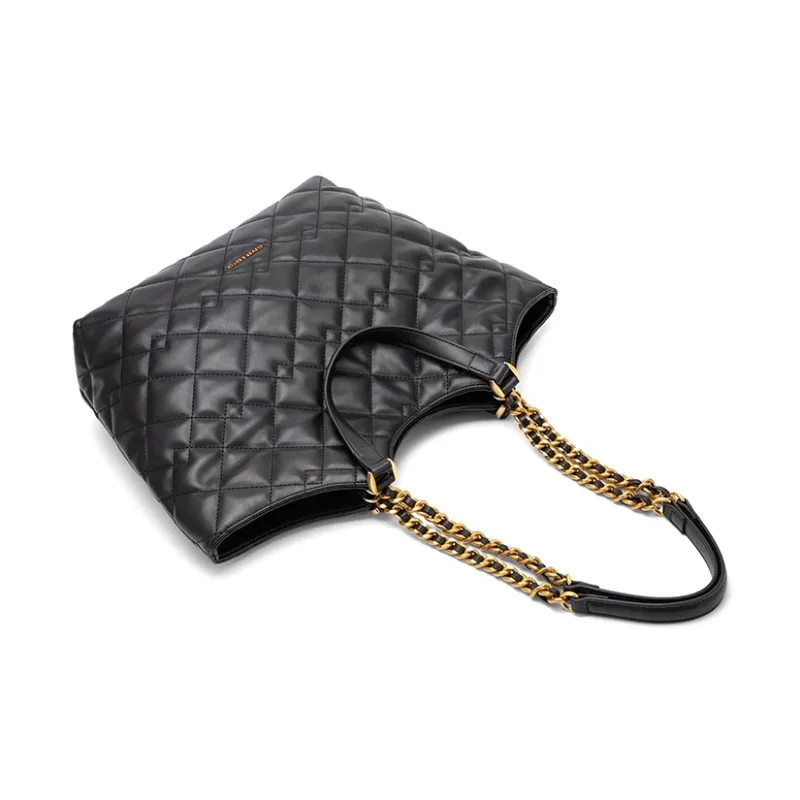 CLEVER& KETCH PU Tote One Shoulder Handbag Women's Black/Ecru-6