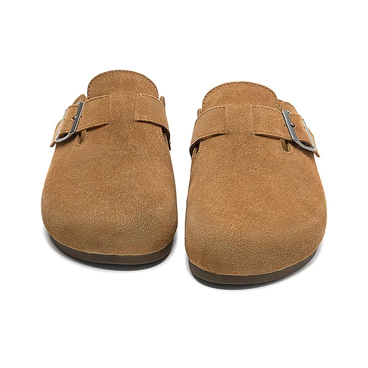 EXULL Q Stitching Odor Resistant Abrasion Resistant Slip Resistant Closed Toe Slippers Women's Brown-4