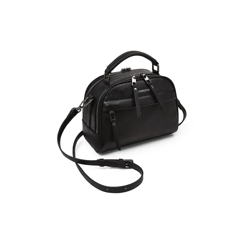 Old Man's Head Top Grain Cow Leather Handbag Regular Women's Black-6