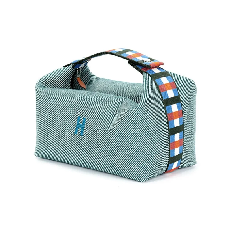 HERMES Bride a Brac Wool Toiletry Bag Large Size Women's Dark Green-1