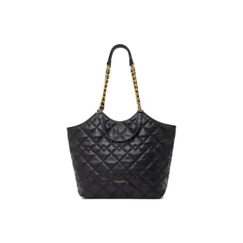 CLEVER& KETCH PU Tote One Shoulder Handbag Women's Black/Ecru