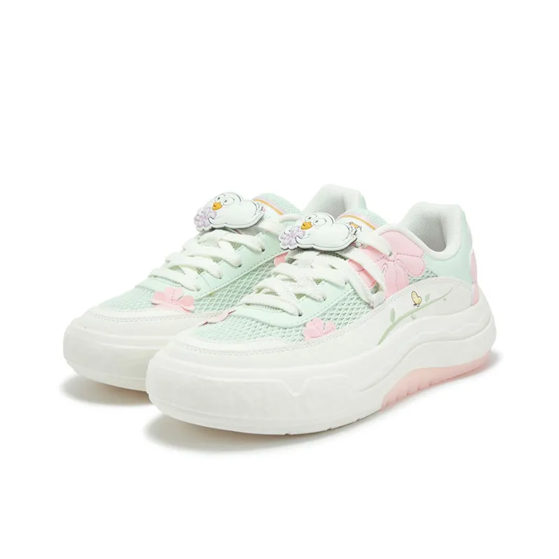 361° Garden, Little Liu Duck Anti Slip Wear Resistant Low Top Skateboard Shoes Women's Cyan Pink-2