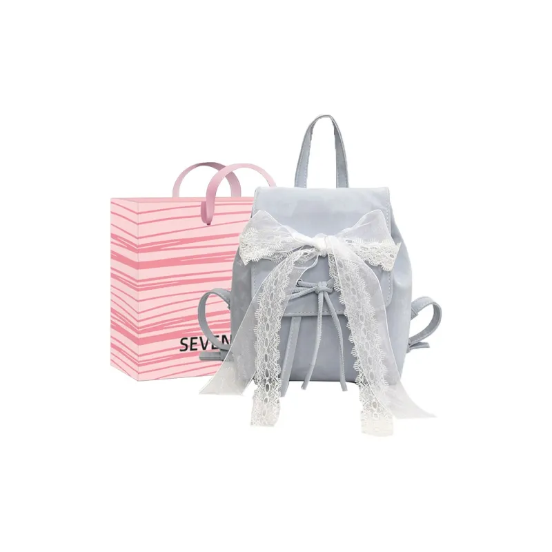 SEVENMOONS PU Backpack Women's Black/Ecru/Silver/Blue/Pink-11