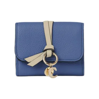 Chloe Cow Leather Wallet Trumpets Women's Blue