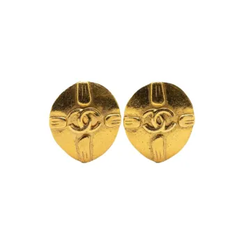 CHANEL Gold Plated Earrings Women's Gold