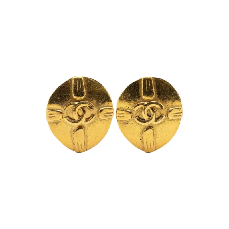 CHANEL Gold Plated Earrings Women's Gold-0