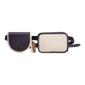 COACH Turnlock Leather Sling Bag Fanny Pack Mini Women's Blue/White