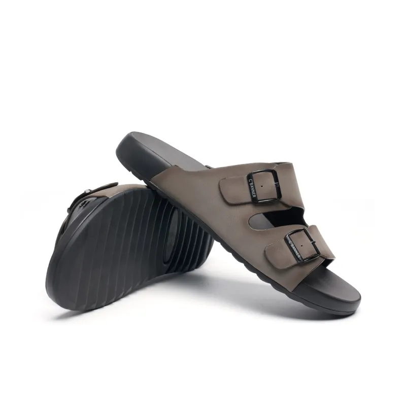 C°BANNER Rubber Sole Slip Resistant Slide Slippers Men's Gray-4